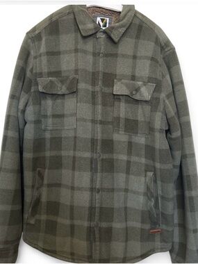 Men's Olive Plaid Military-Style Field Jacket size (M)
